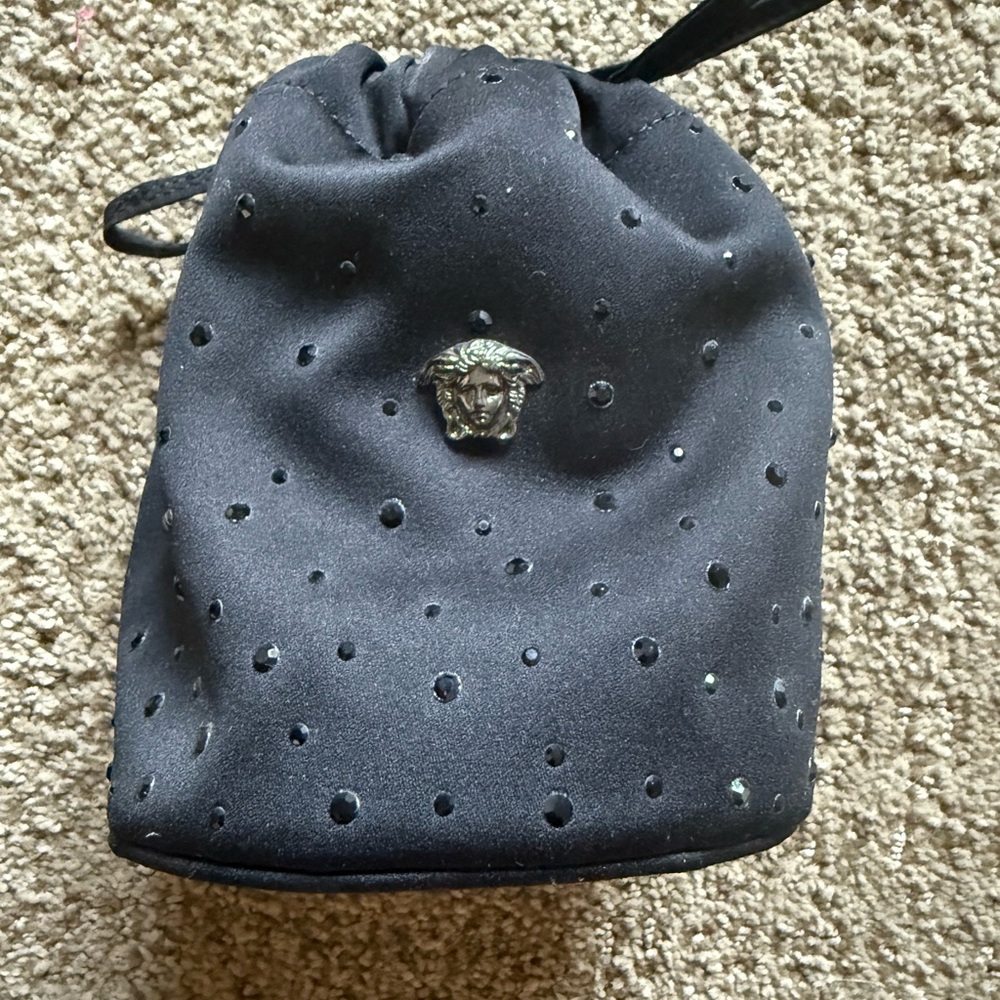 Versace Black Drawstring Bag with Studded Design